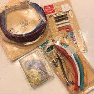 Vintage headbands, barrettes, clincher combs and hair ties